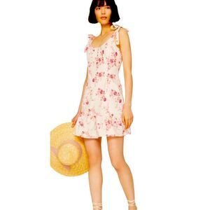 Louna Pink Floral Mini Dress Size Medium